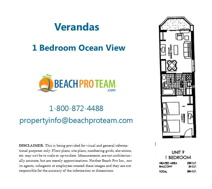 Verandas Floor Plan - 1 Bedroom Ocean View